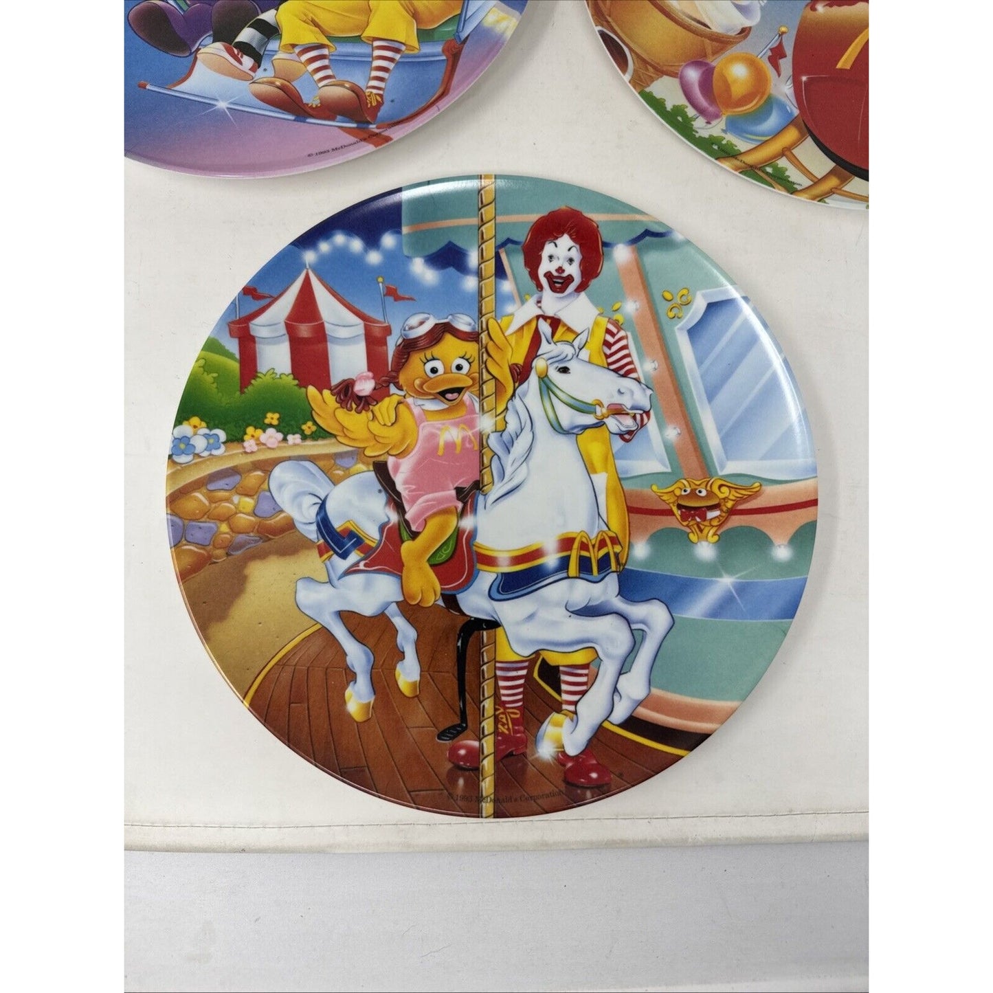 Set of 3 McDonald's Carnival Plates 1993 Vintage Plastic