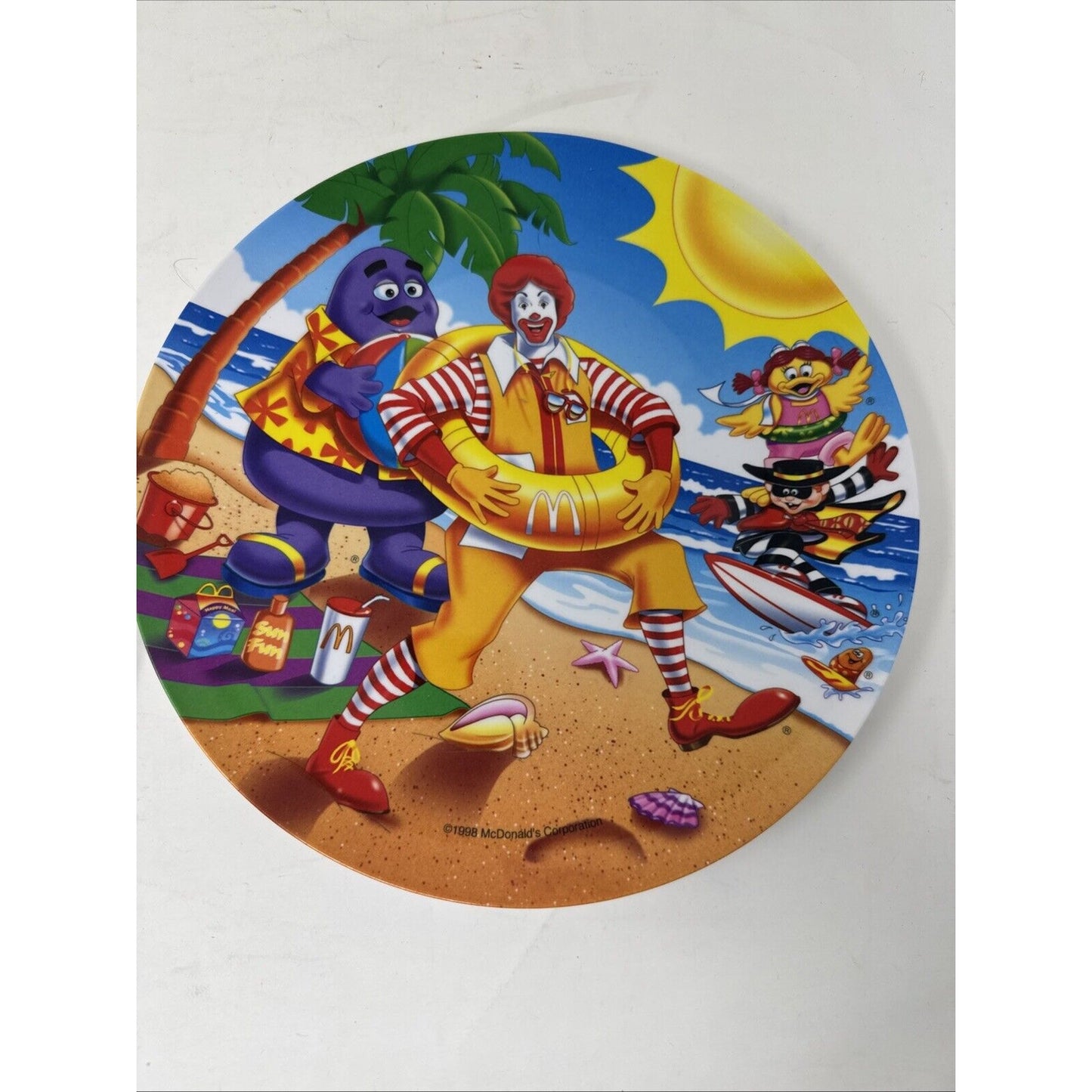 Vintage Unused McDonald's 1998 Summer Collector Plastic Plates 9 1/2 Inches