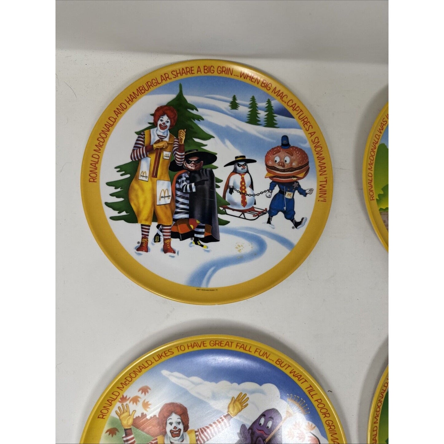 Vintage 1977 (4). Ronald McDonald 10" Plates Seasons UNUSED Not Full Set