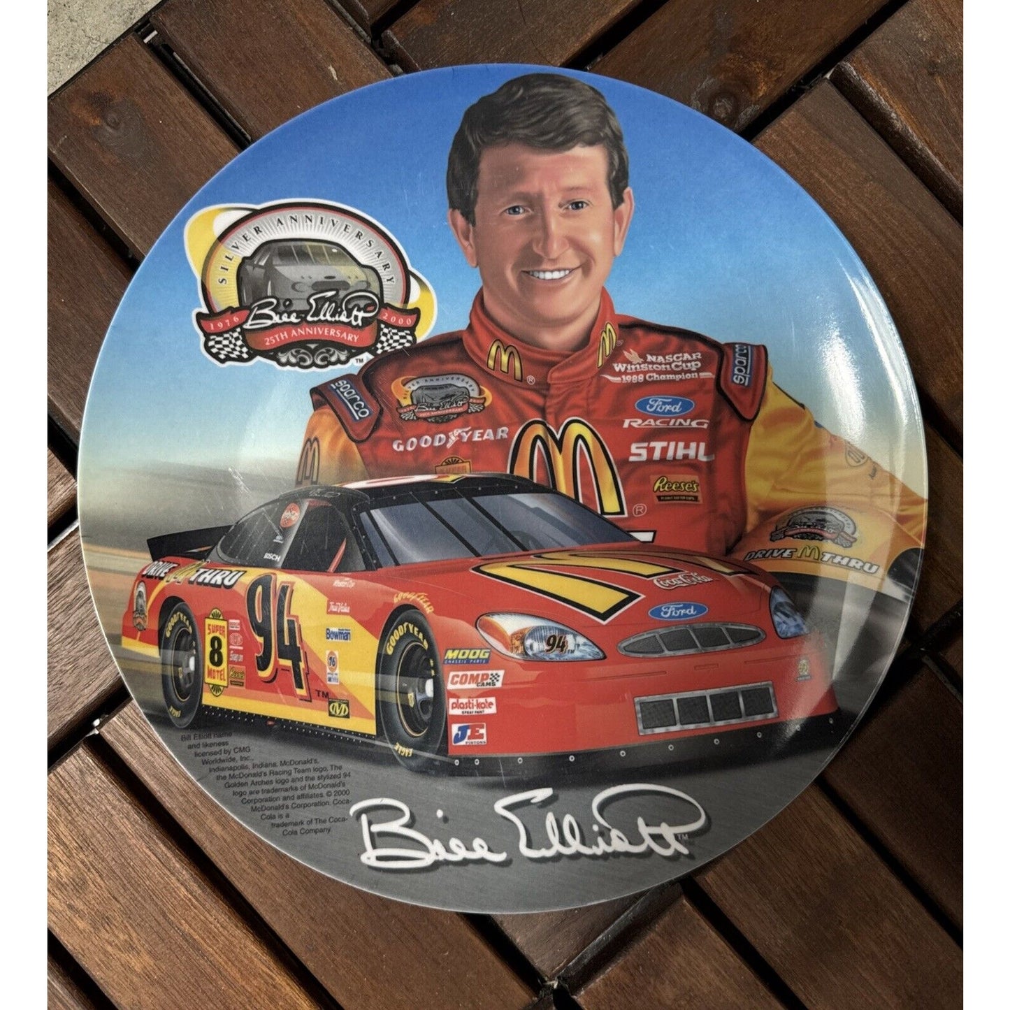 Bill Elliott 25th Silver Anniversary McDonald's Plastic Plate 1976-2000