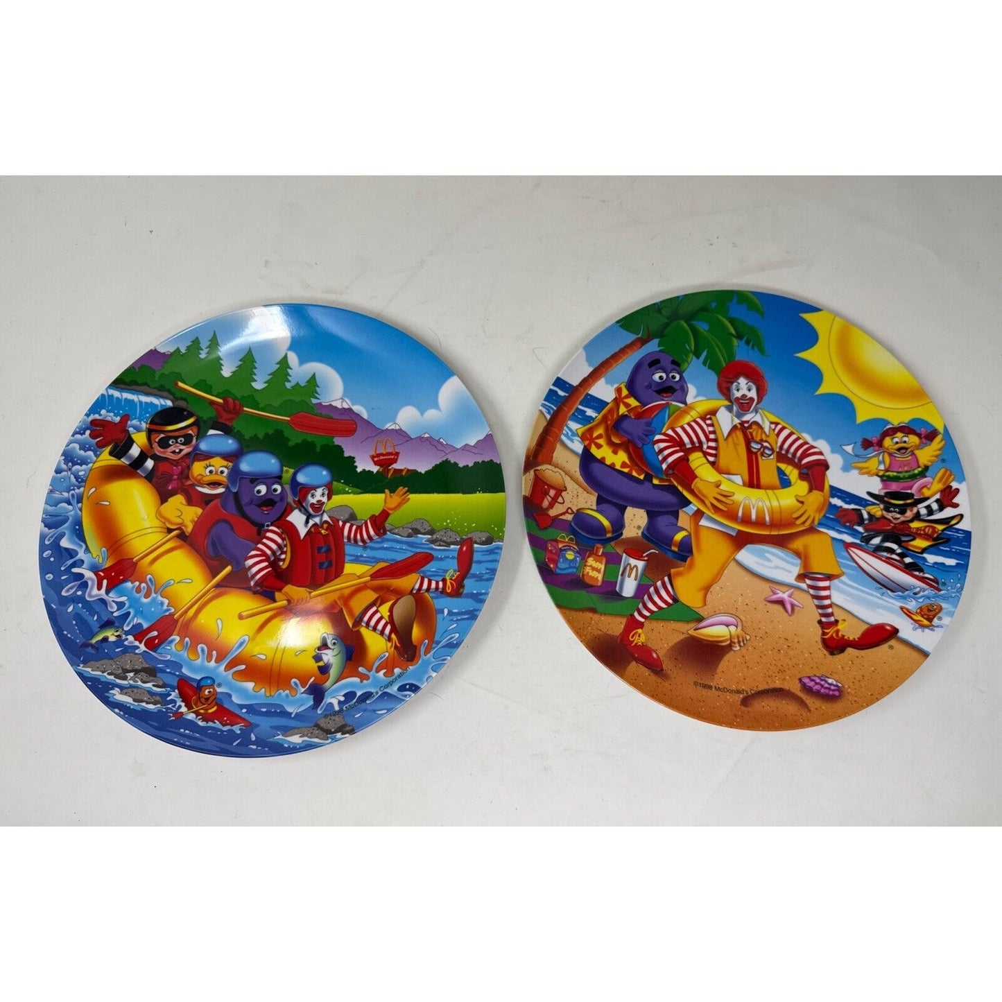 Vintage Unused McDonald's 1998 Summer Collector Plastic Plates 9 1/2 Inches