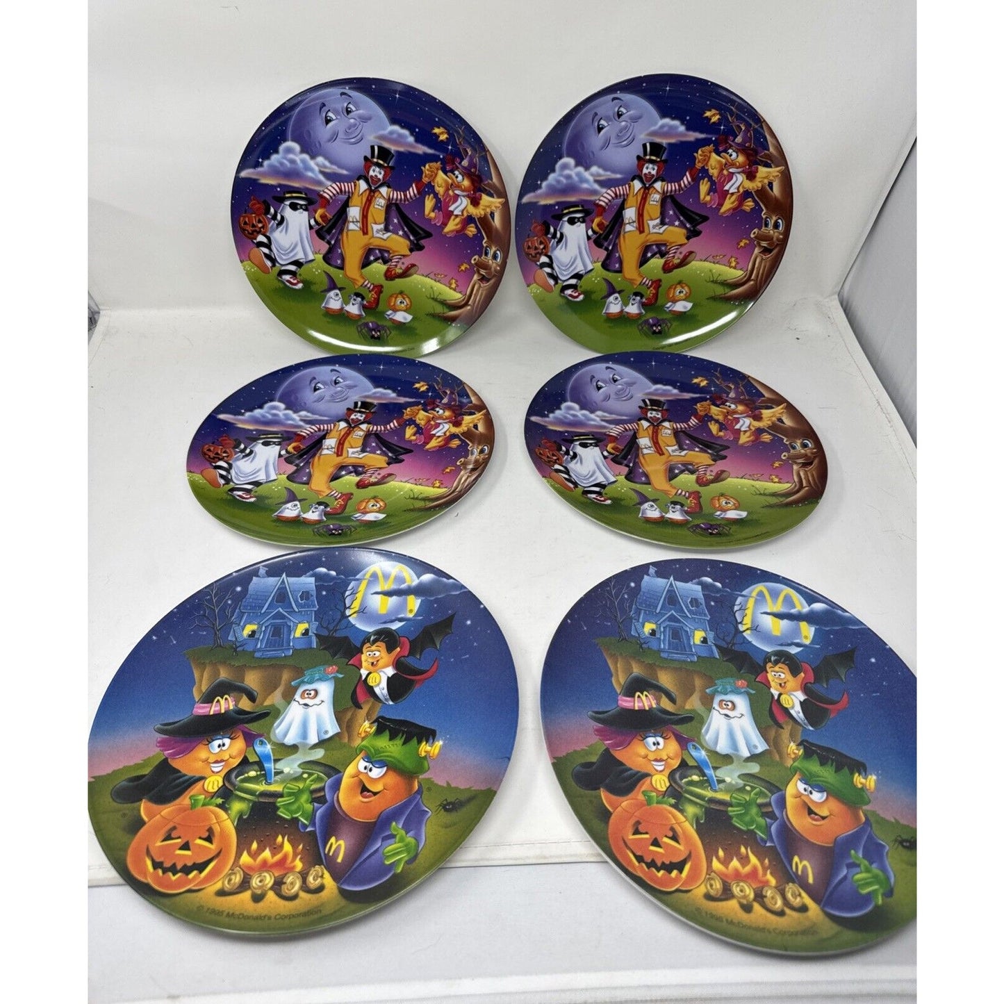 6 Vintage McDonalds Halloween 9” Melamine Plates: McNuggets 2-1995 & 4-1997