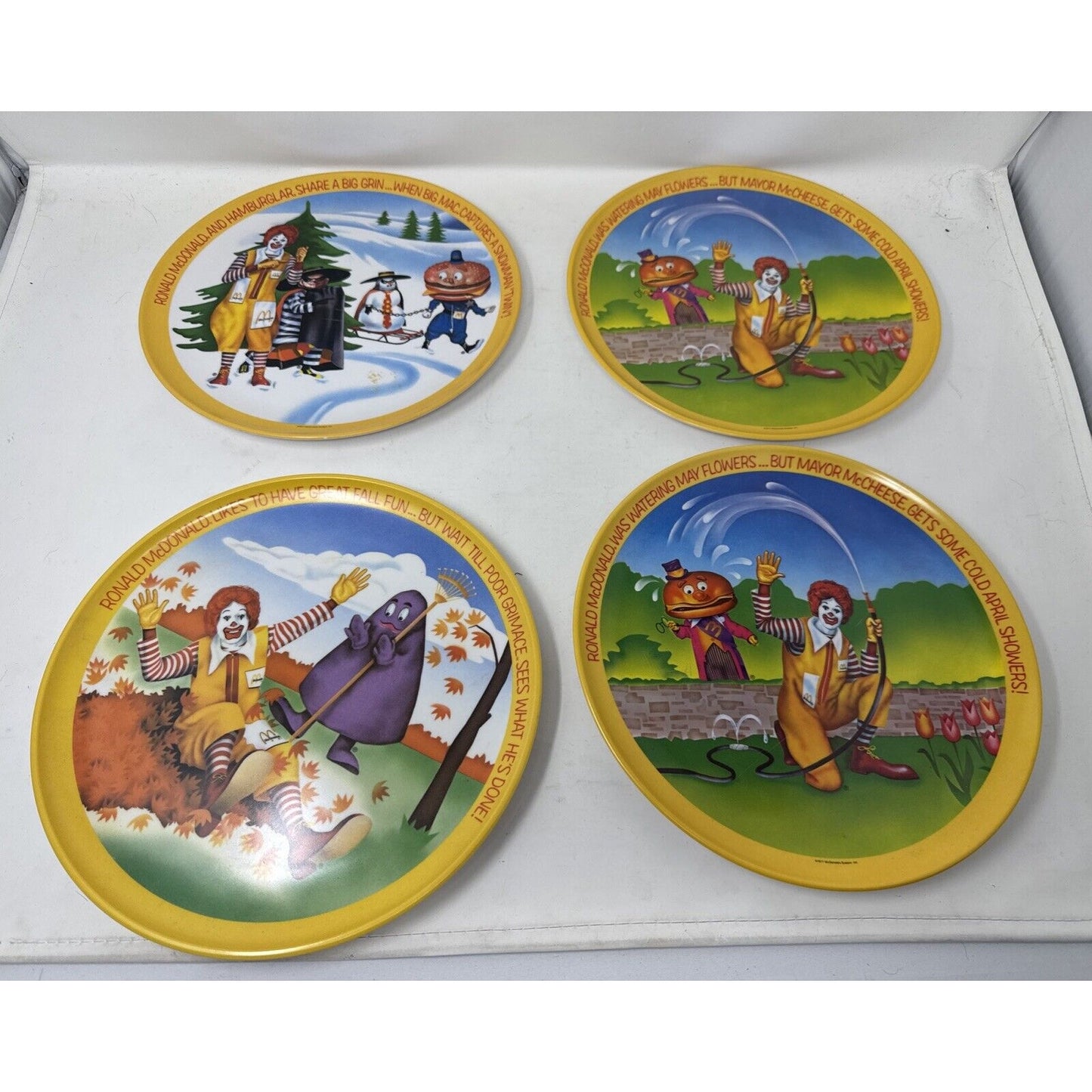 Vintage 1977 (4). Ronald McDonald 10" Plates Seasons UNUSED Not Full Set