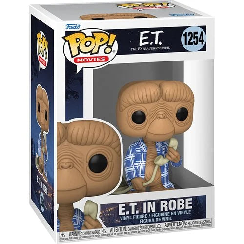 Funko Pop presents E.T. The Extra Terrestrial - E.T. in Robe #1254. This adorable extraterrestrial is all dressed up and ready to take your calls! With a cozy blue robe and an old-school telephone in hand, E.T. is sure to bring a smile to your face. Whether you're a fan of the classic film or just love cute collectibles, this Funko Pop is a must-have for your collection. #FunkoPop #ET #ETinRobe #BlueRobe #Telephone #Collectibles #PopCulture #GeekCulture #MovieMerch #Nostalgia #GiftIdeas